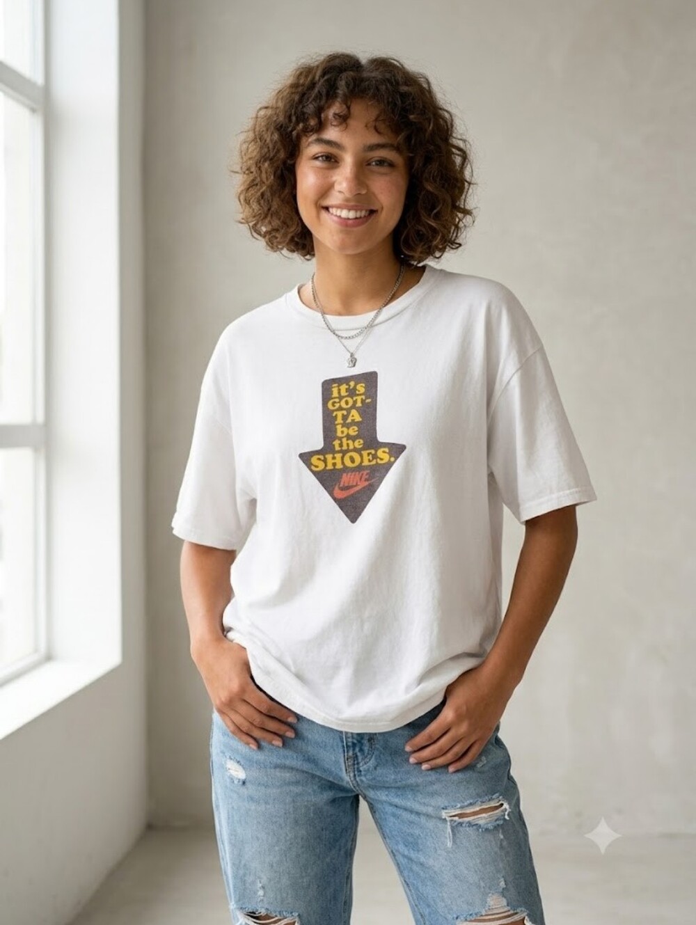 Vintage Y2K Nike White Graphic T-Shirt It's Gotta Be The Shoes Unisex Retro